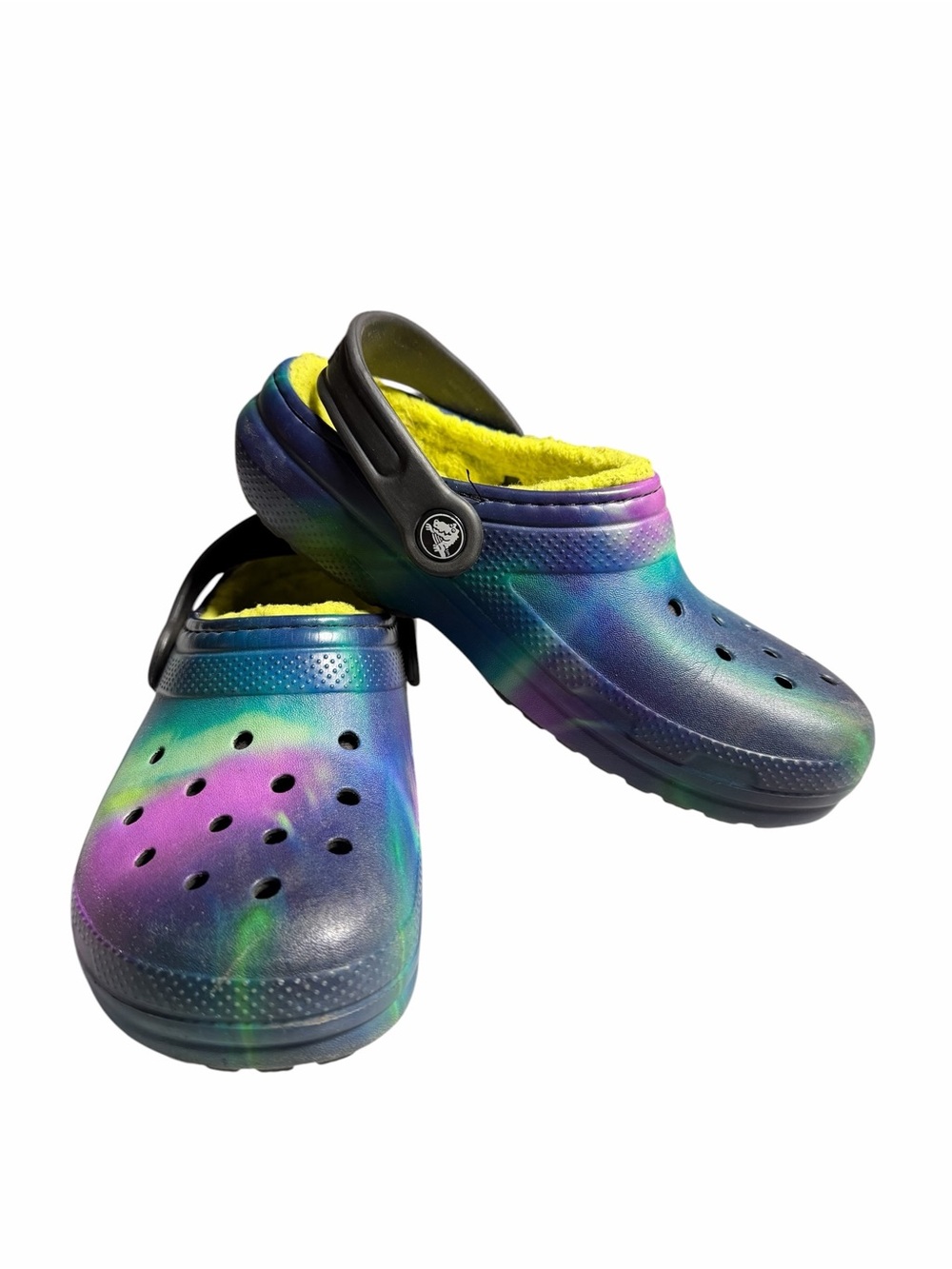 Kids Multicolor Fleece-Lined Clog - Purple/Blue/Green Size 2 J - Picture 7 of 11